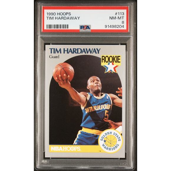 1990 NBA Hoops #113 Tim Hardaway RC PSA 8 Golden State Warriors - Picture 1 of 5